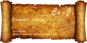 Csanki Jetta névjegykártya
